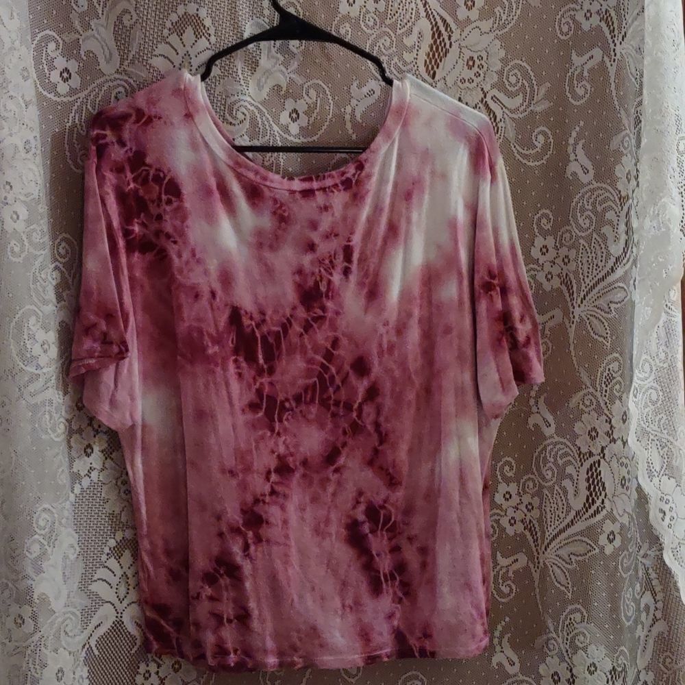 Byproduct Women' Size L pink white tie dye Queen knotted t-shirt oversized‎ - Picture 3 of 5